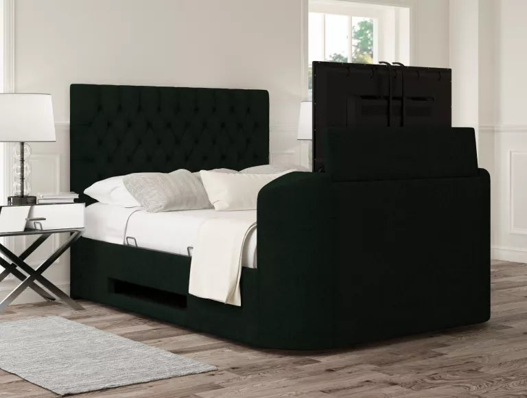Claridge Upholstered Hugo Bottle Green Ottoman TV Bed - Bed Frame Only