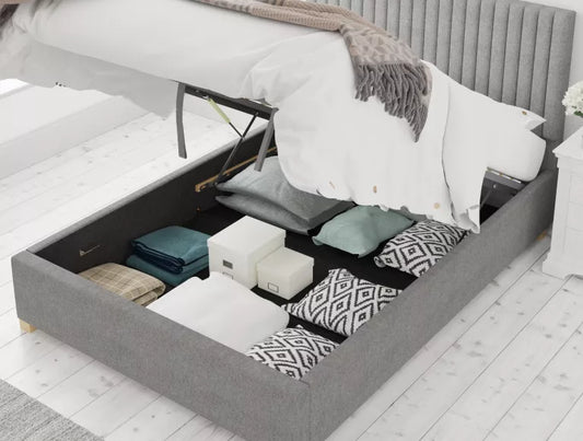 Levisham Ottoman Eire Linen Grey Bed Frame Only