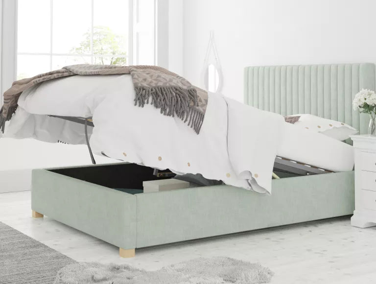 Levisham Ottoman Pastel Cotton Eau De Nil Bed Frame Only
