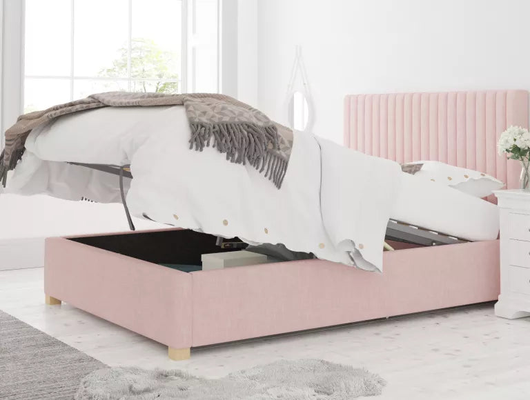 Levisham Ottoman Pastel Cotton Tea Rose Bed Frame Only