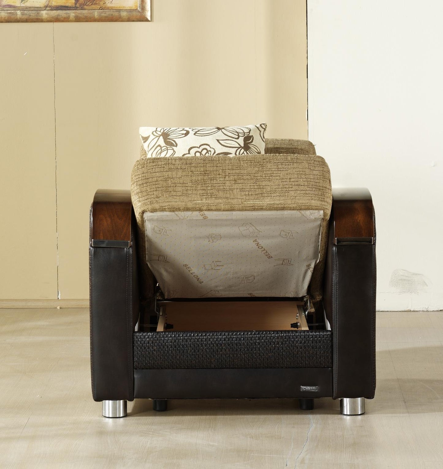 Luna Sleeper Sofa Bed – 87" Wide with Wooden Arms | Mid-Century Modern Convertible Sofa