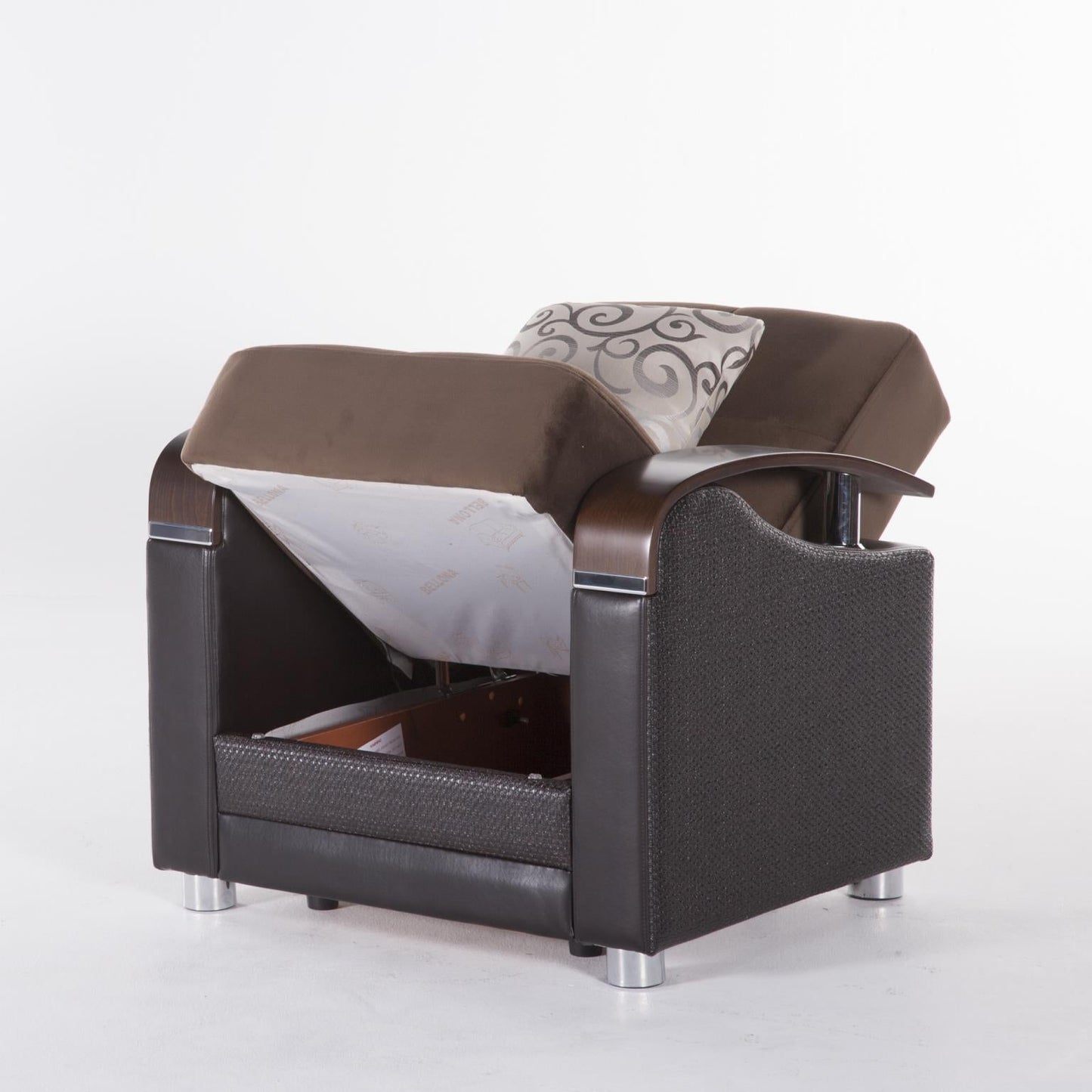 Luna Sleeper Sofa Bed – 87" Wide with Wooden Arms | Mid-Century Modern Convertible Sofa