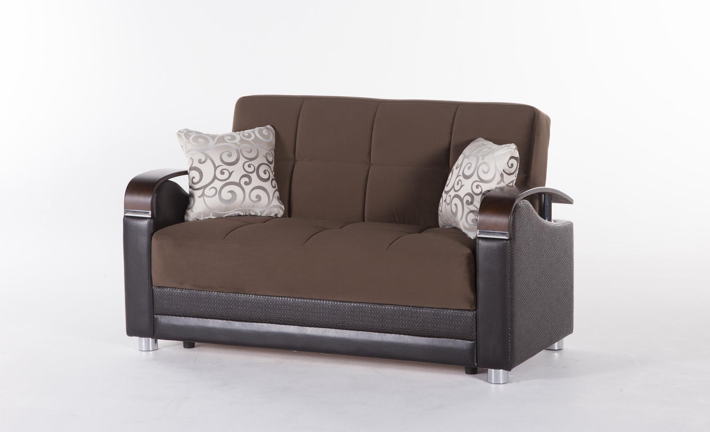 Luna Sleeper Sofa Bed – 87" Wide with Wooden Arms | Mid-Century Modern Convertible Sofa