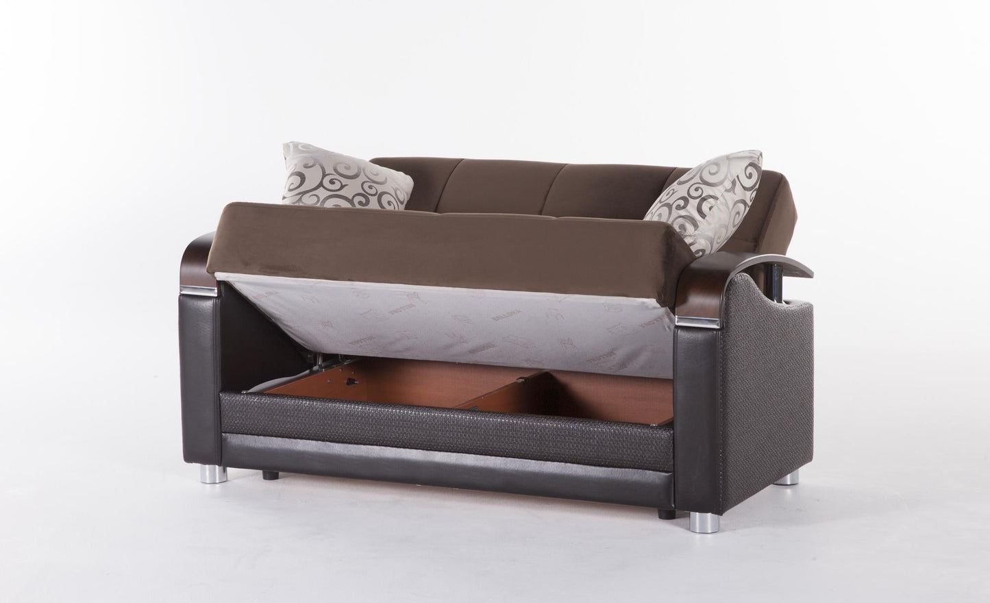 Luna Sleeper Sofa Bed – 87" Wide with Wooden Arms | Mid-Century Modern Convertible Sofa