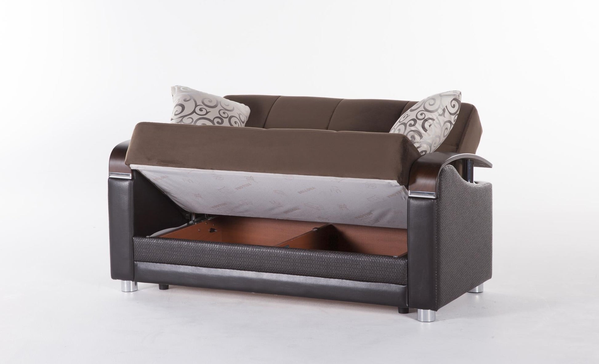 Luna Sleeper Sofa Bed – 87" Wide with Wooden Arms | Mid-Century Modern Convertible Sofa