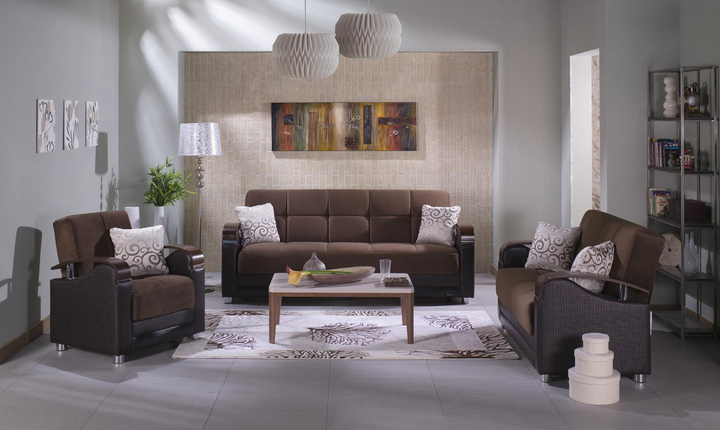 Luna Sleeper Sofa Bed – 87" Wide with Wooden Arms | Mid-Century Modern Convertible Sofa