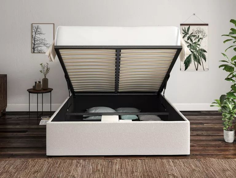 Milano Arran Natural Upholstered Ottoman Bed Frame Only