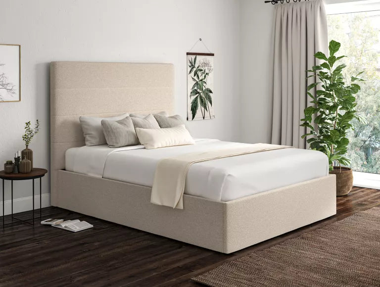 Milano Boucle Ivory Upholstered Ottoman Bed Frame Only
