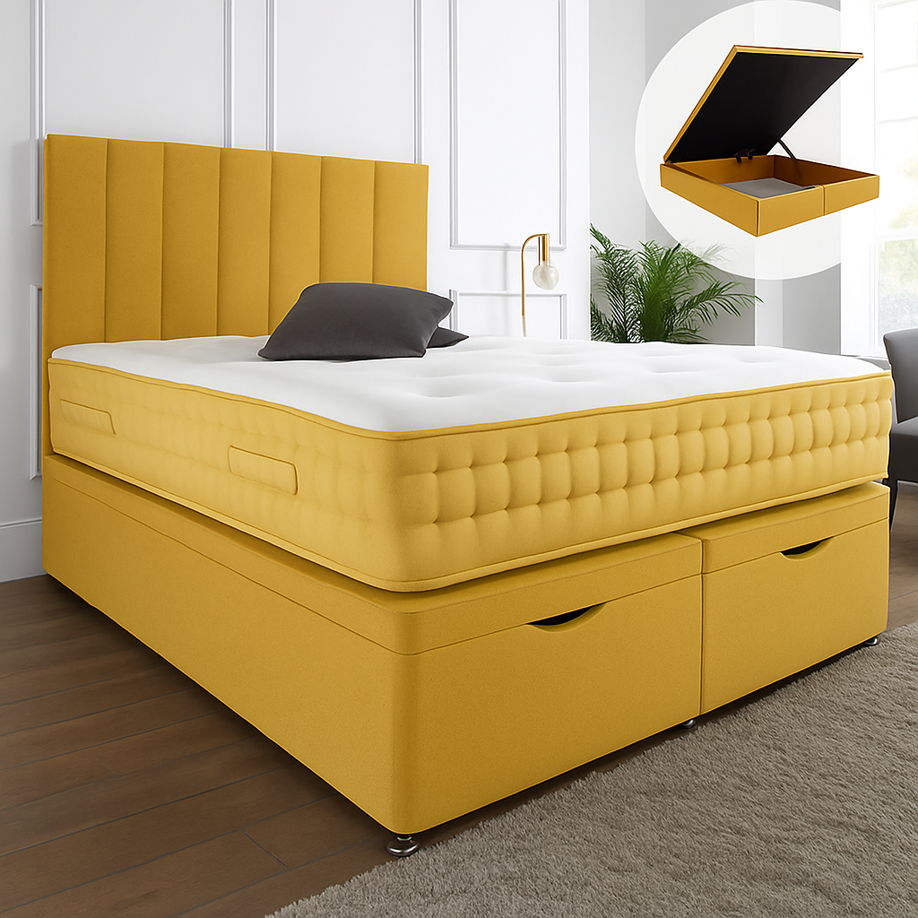 Henley Ottoman End Lift Storage Divan Bed - Optional Headboard