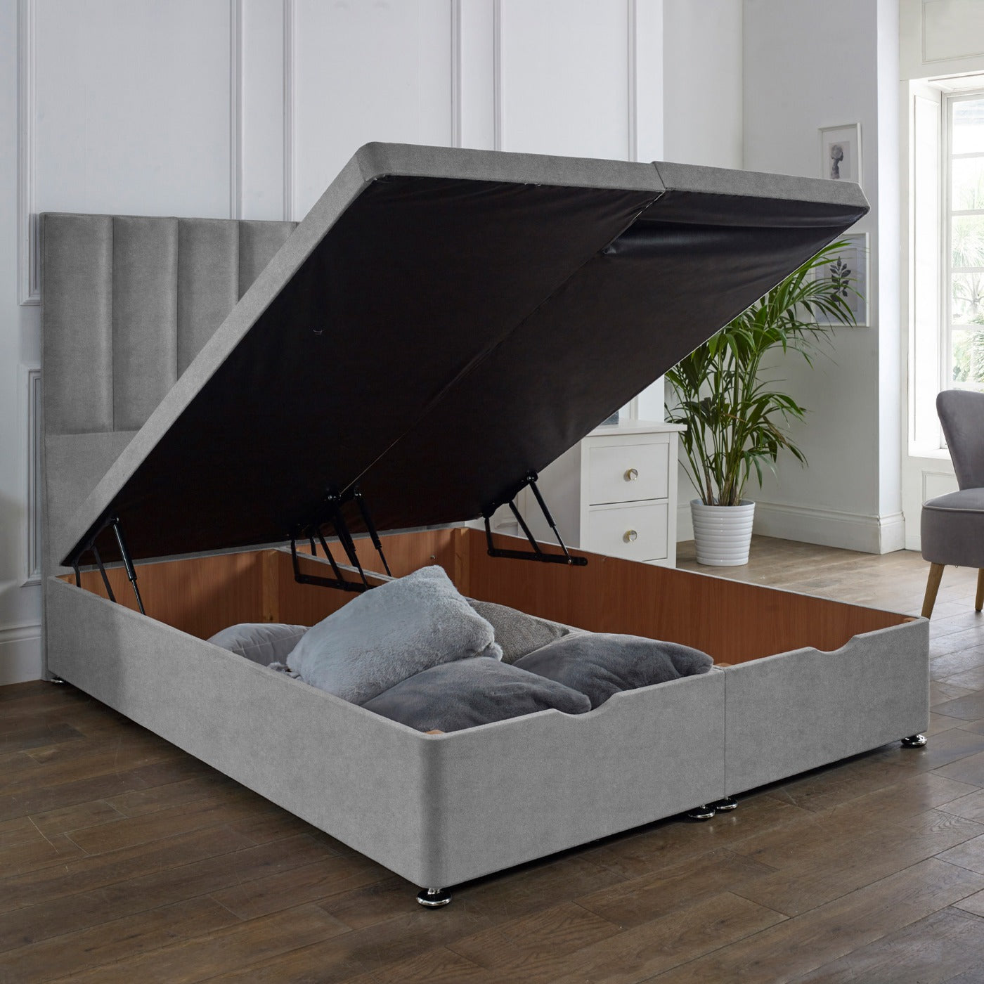 Henley Ottoman End Lift Storage Divan Bed - Optional Headboard