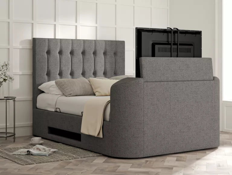 Dorchester Upholstered Arran Pebble Ottoman TV Bed - Bed Frame Only