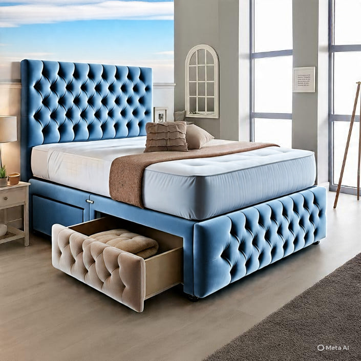 Chesterfield Matching Headboard & Footboard Divan Set - Choice of Mattress & Optional Storage
