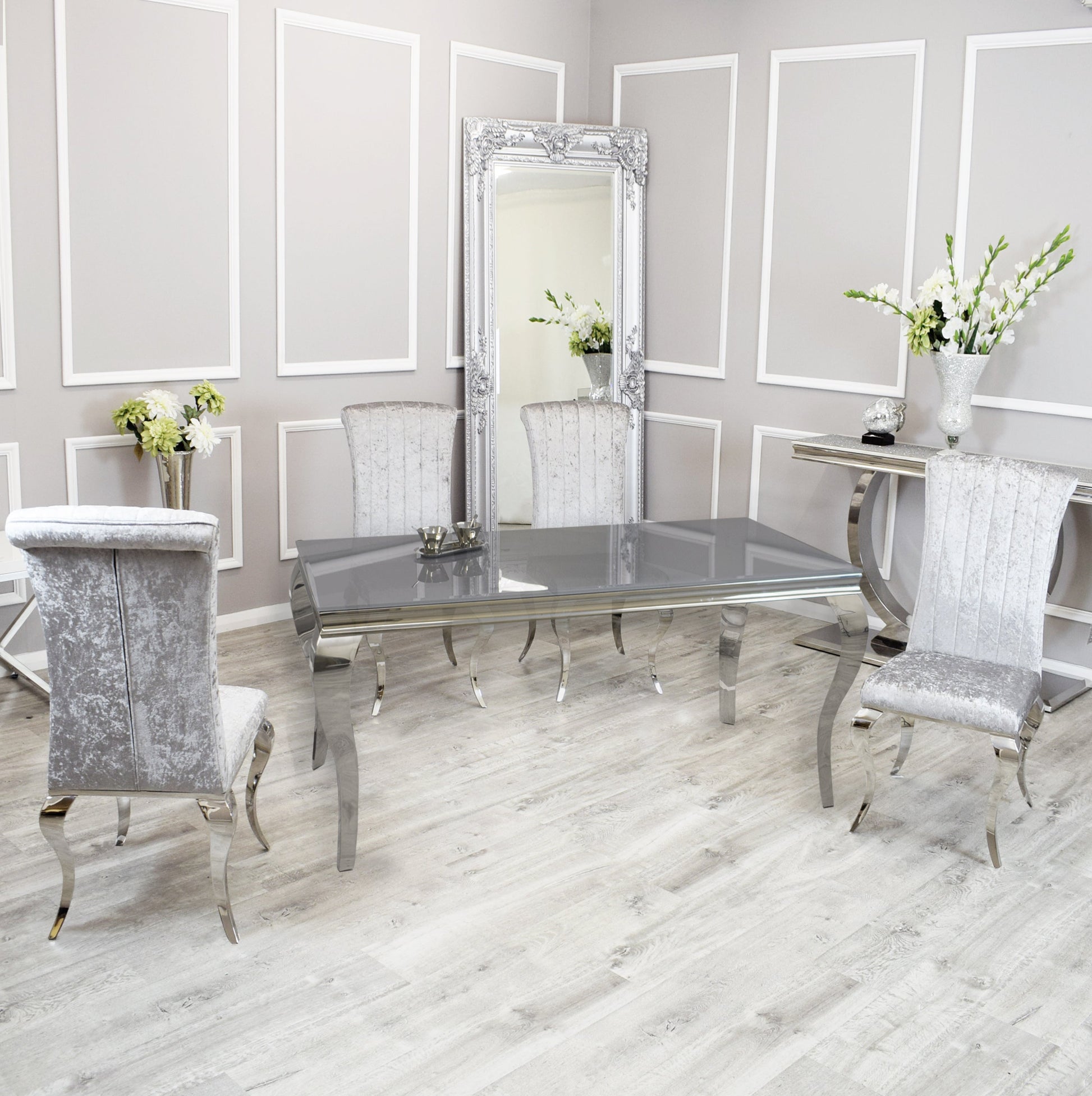 Silver Chrome Dinning Table with Nicole Chairs