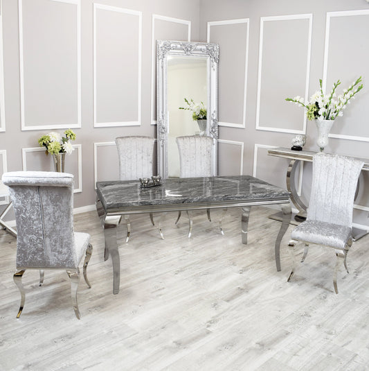 Silver Chrome Dinning Table with Nicole Chairs