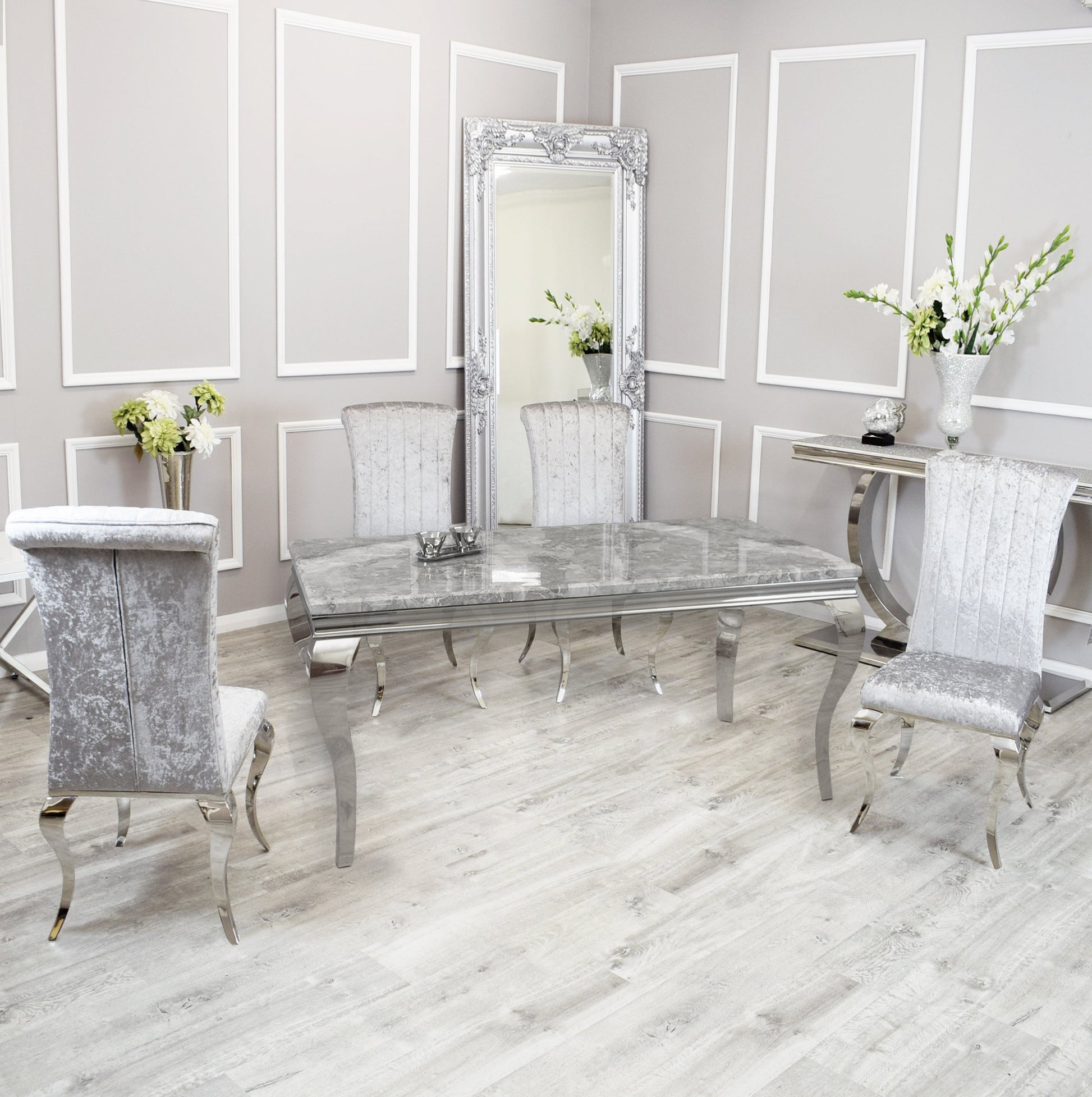 Silver Chrome Dinning Table with Nicole Chairs