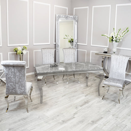 Silver Chrome Dinning Table with Nicole Chairs