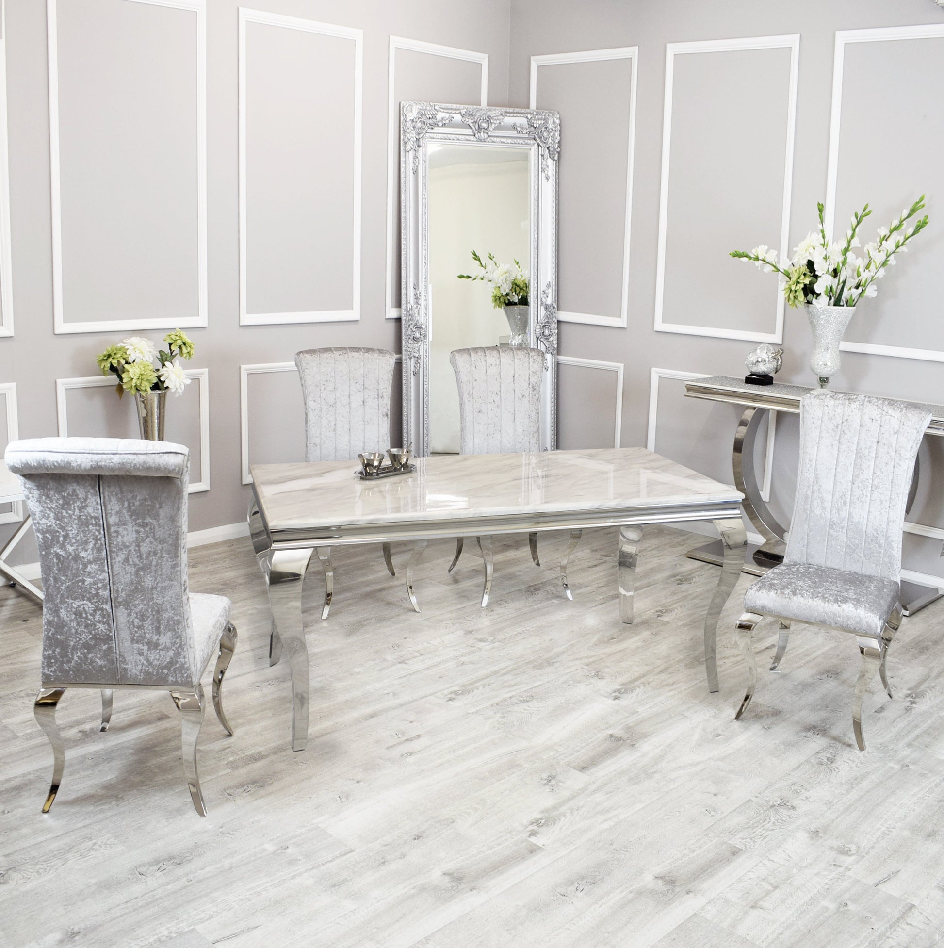Silver Chrome Dinning Table with Nicole Chairs