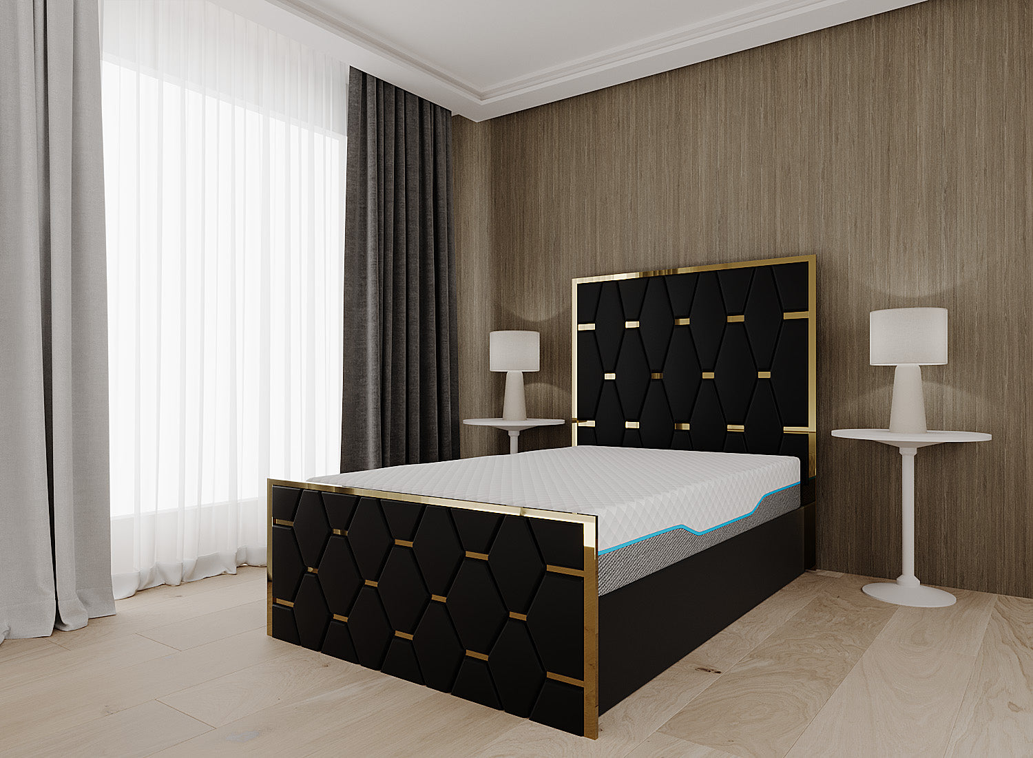 BLACK AND GOLD LUXE BED