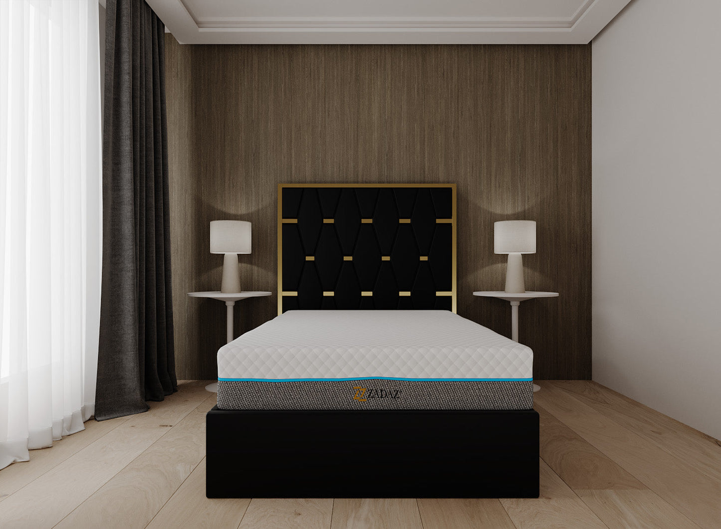 BLACK AND GOLD LUXE BED