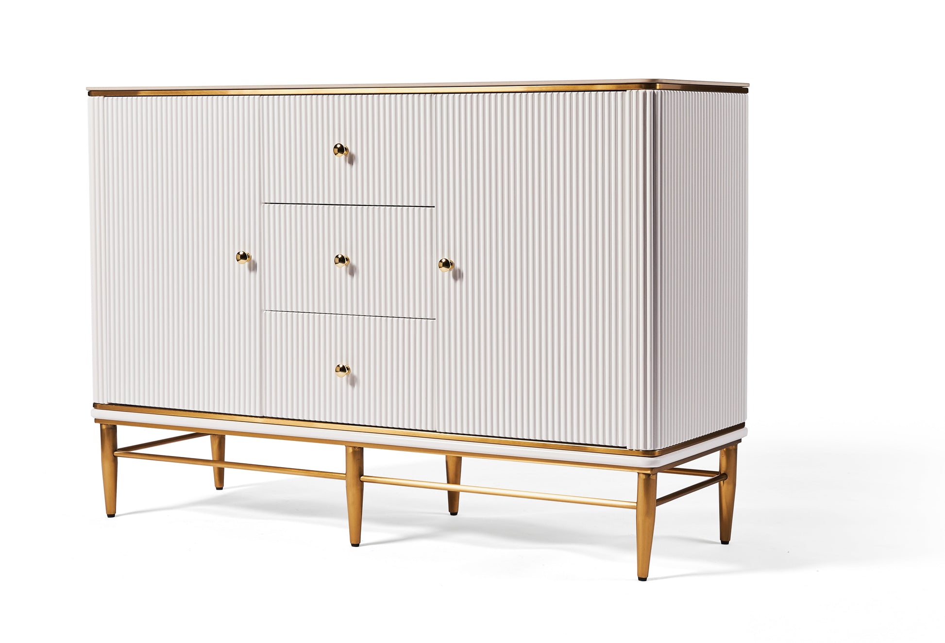 Edena Ribbed Furniture - White & Gold