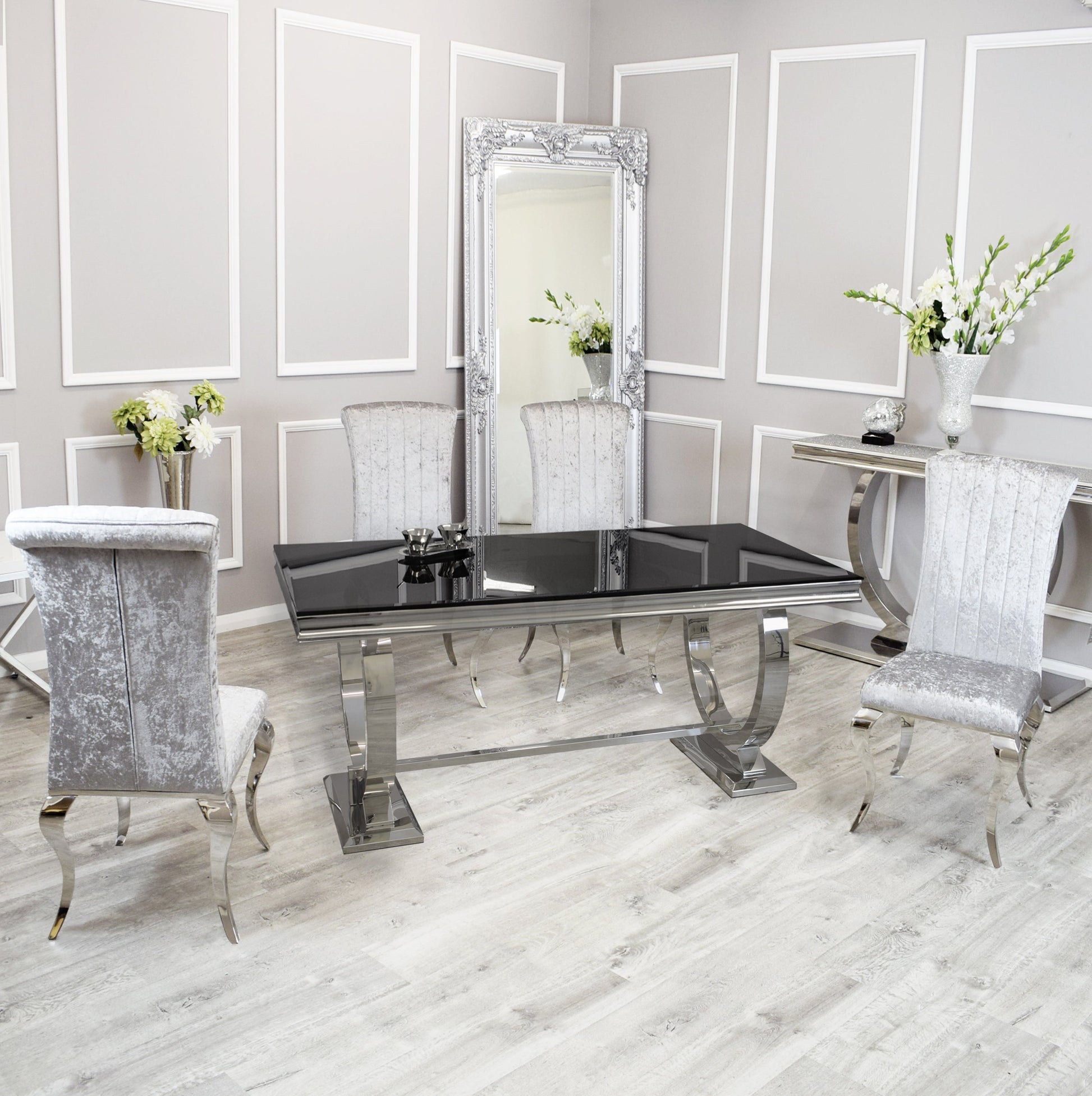 Silver Chrome Dinning Table with Nicole Chairs