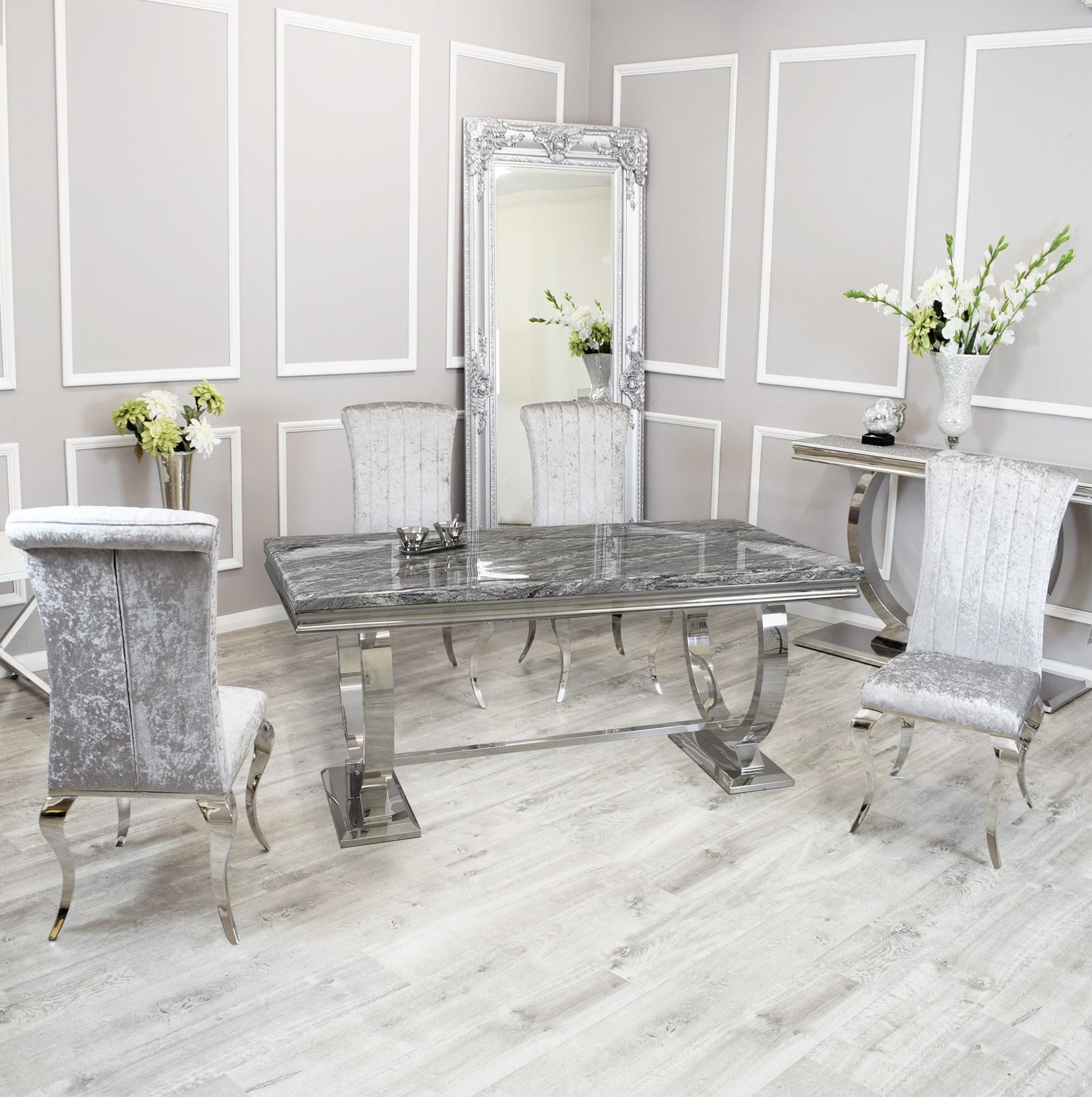 Silver Chrome Dinning Table with Nicole Chairs