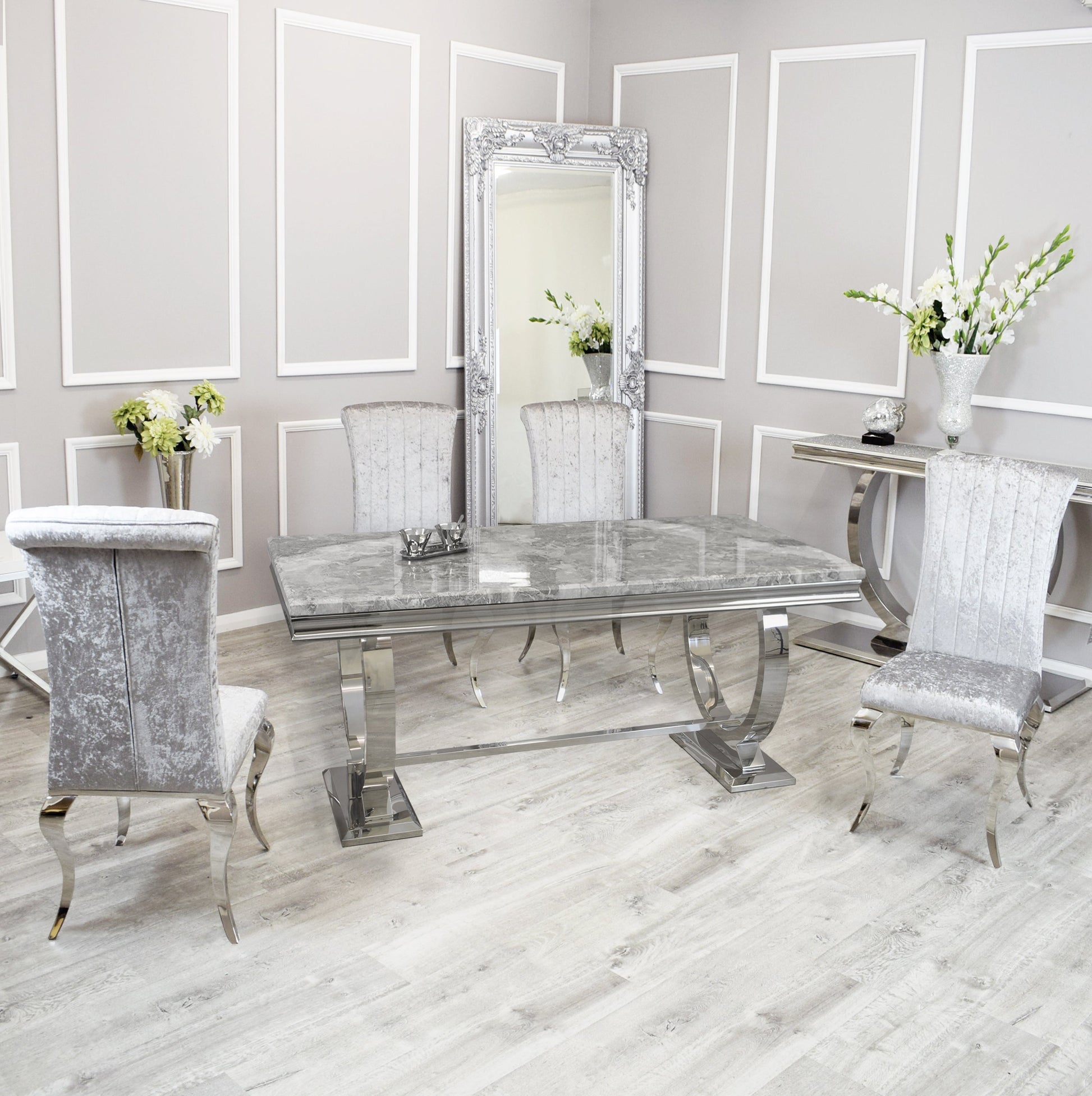 Silver Chrome Dinning Table with Nicole Chairs