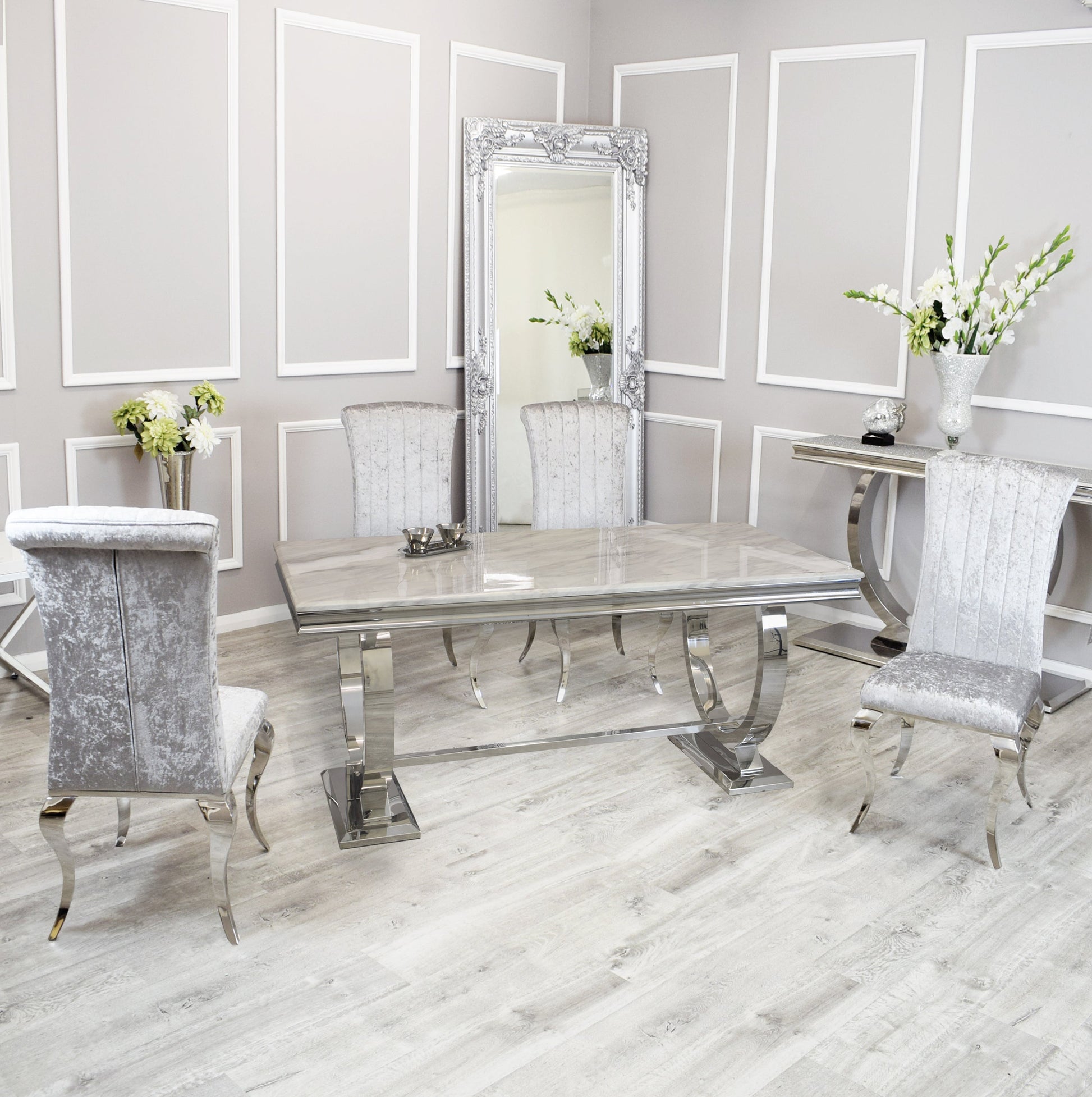 Silver Chrome Dinning Table with Nicole Chairs