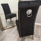 EMMA Dinning Chair – Quilted Back, Scroll Top & Chrome Lion Knocker