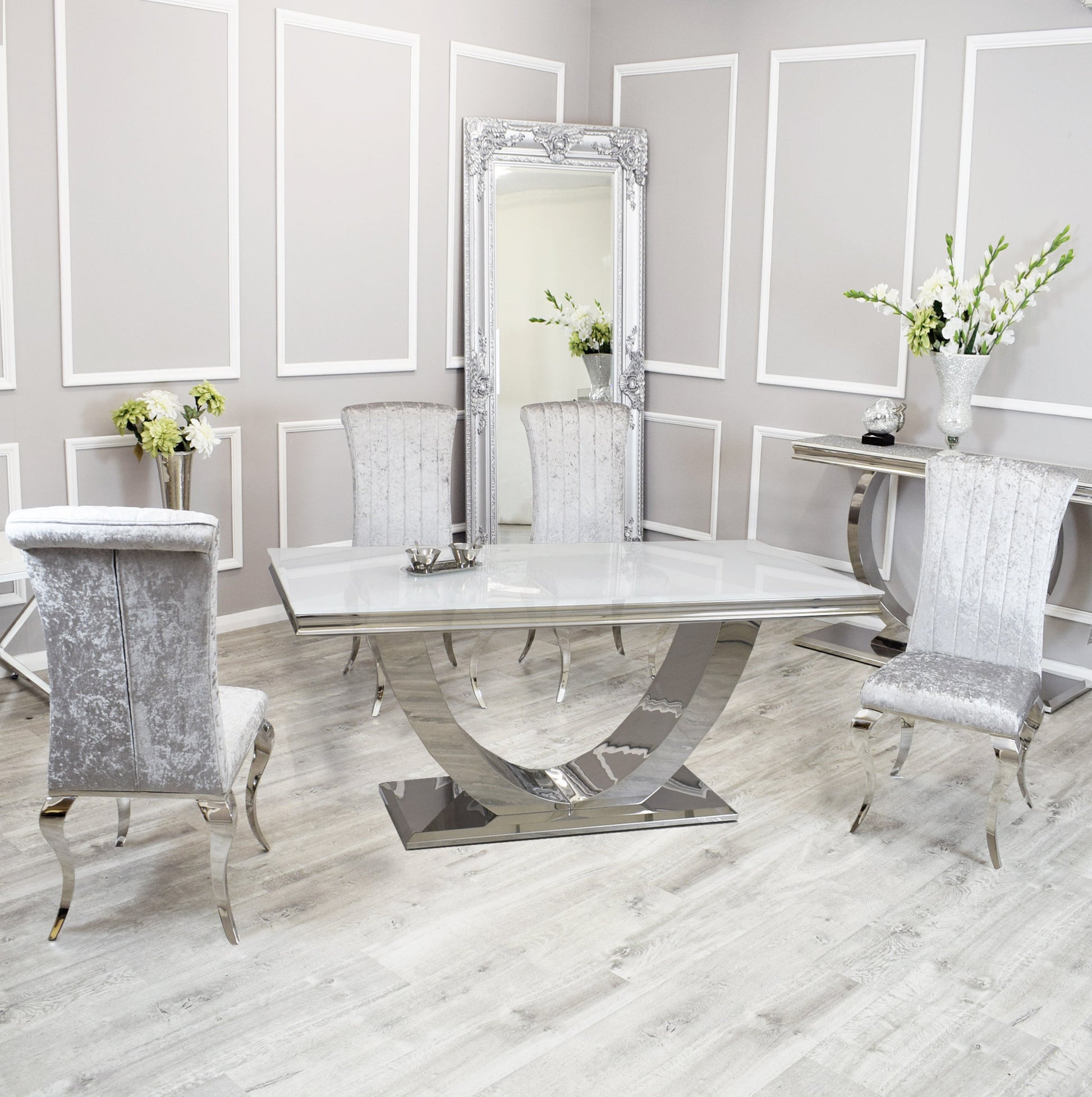 Silver Chrome Dinning Table with Nicole Chairs