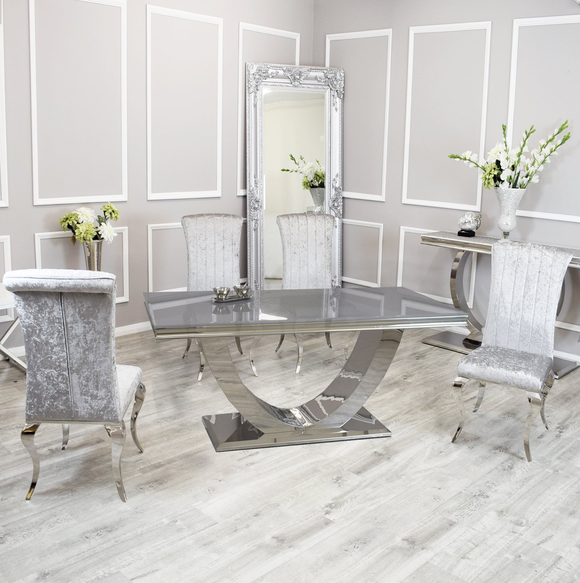 Silver Chrome Dinning Table with Nicole Chairs