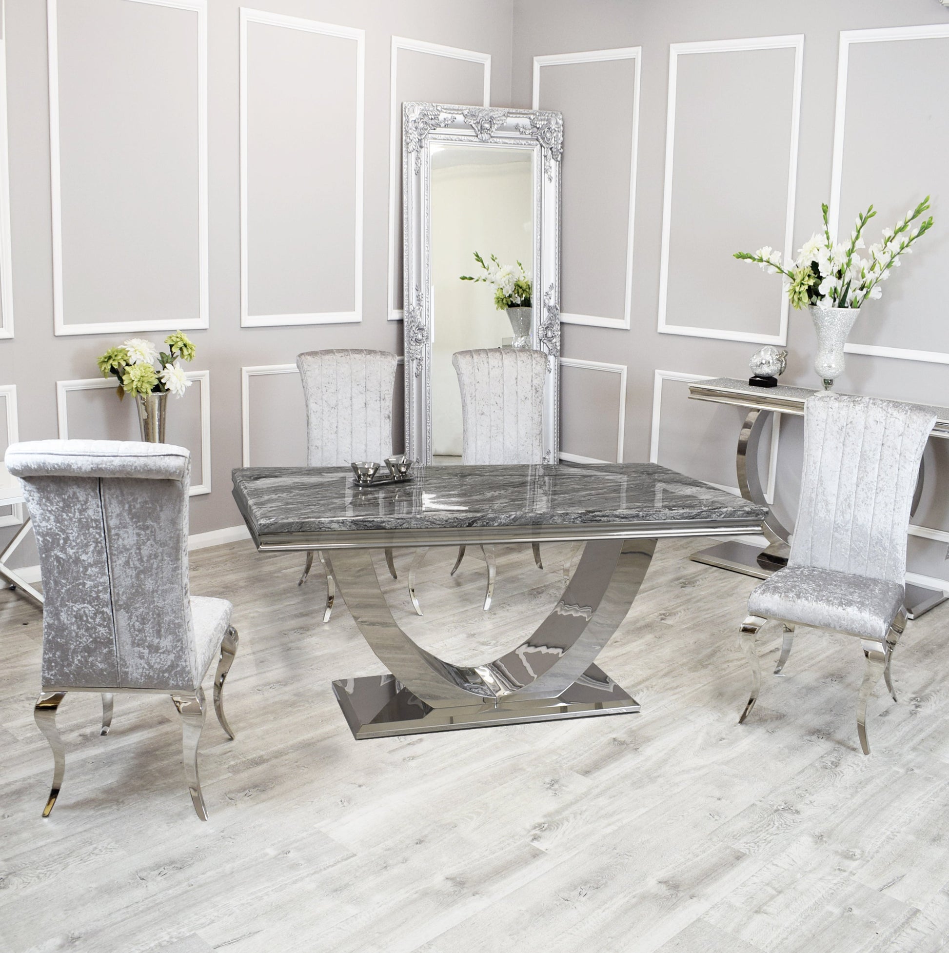 Silver Chrome Dinning Table with Nicole Chairs