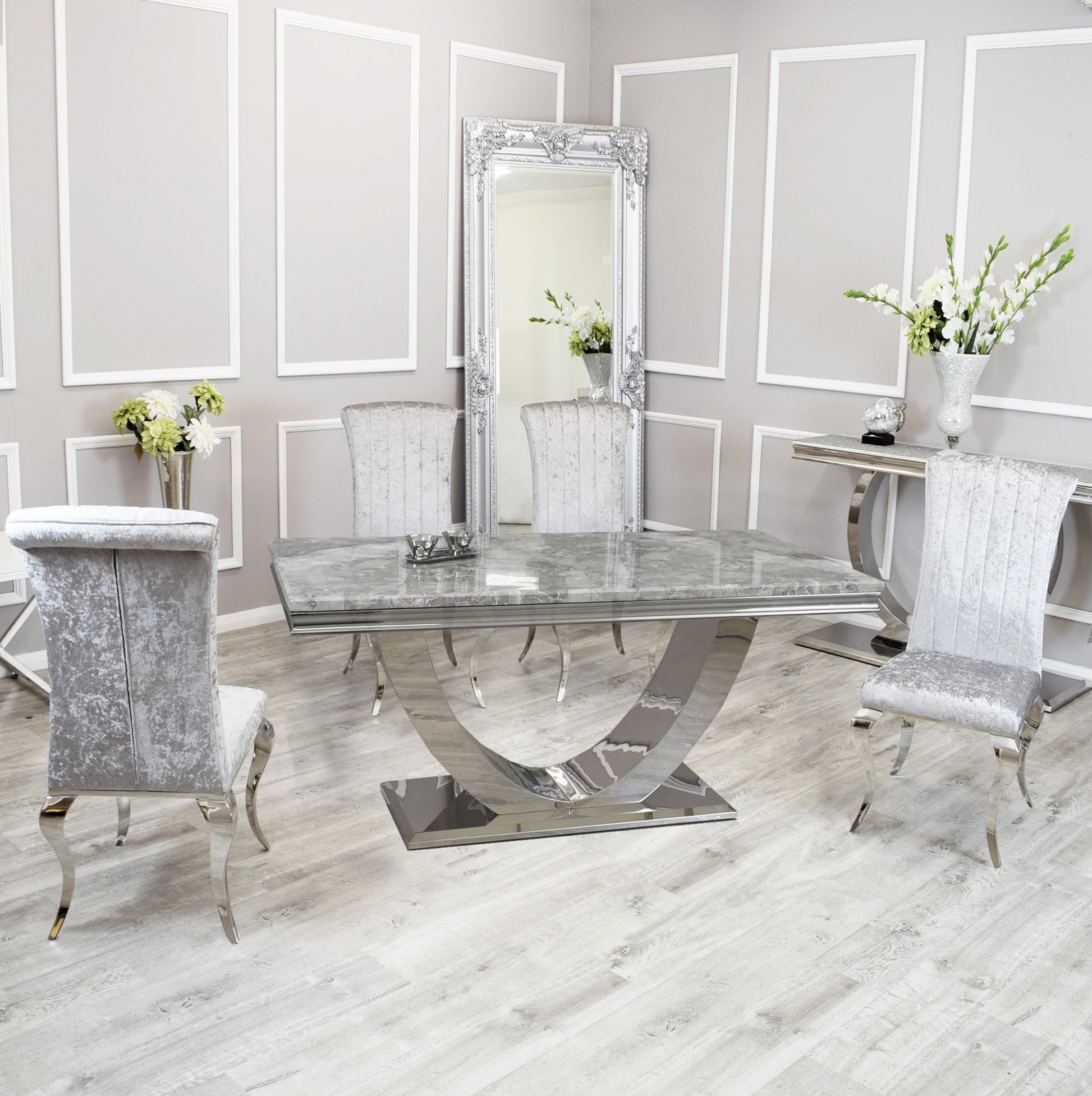 Silver Chrome Dinning Table with Nicole Chairs