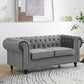 Chesterfield Pleat Velvet Fabric 2+3 Seater Sofa Set, Midnight Blue Velvet