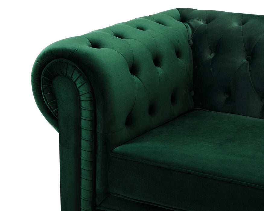 Chesterfield Pleat Velvet Fabric 2+3 Seater Sofa Set, Midnight Blue Velvet