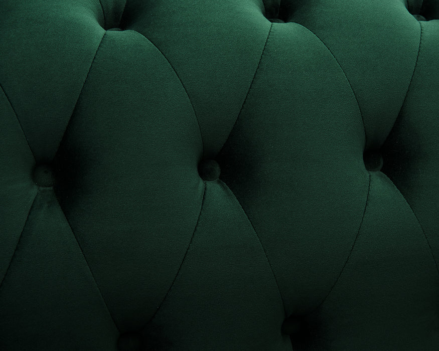 Chesterfield Pleat Velvet Fabric 2+3 Seater Sofa Set, Midnight Blue Velvet