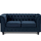 Chesterfield Pleat Velvet Fabric 2+3 Seater Sofa Set, Midnight Blue Velvet