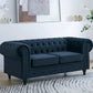 Chesterfield Pleat Velvet Fabric 2+3 Seater Sofa Set, Midnight Blue Velvet
