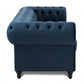 Chesterfield Pleat Velvet Fabric 2+3 Seater Sofa Set, Midnight Blue Velvet