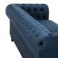 Chesterfield Pleat Velvet Fabric 2+3 Seater Sofa Set, Midnight Blue Velvet