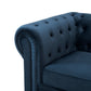 Chesterfield Pleat Velvet Fabric 2+3 Seater Sofa Set, Midnight Blue Velvet