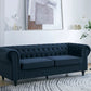 Chesterfield Pleat Velvet Fabric 2+3 Seater Sofa Set, Midnight Blue Velvet