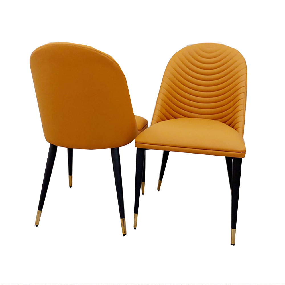 ALBA LEATHER DINING CHAIR – RIBBED STITCHING & BLACK SCANDINAVIAN LEGS