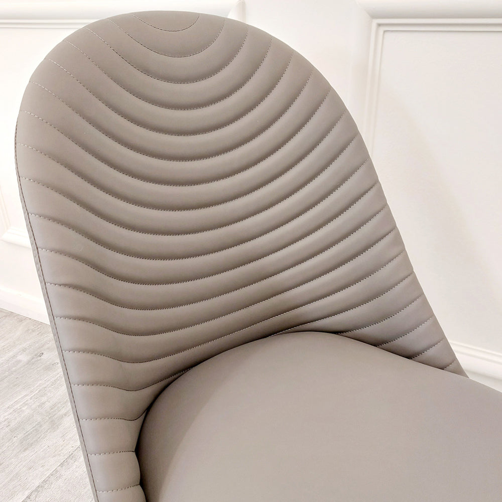 ALBA LEATHER DINING CHAIR – RIBBED STITCHING & BLACK SCANDINAVIAN LEGS