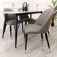 ALBA LEATHER DINING CHAIR – RIBBED STITCHING & BLACK SCANDINAVIAN LEGS