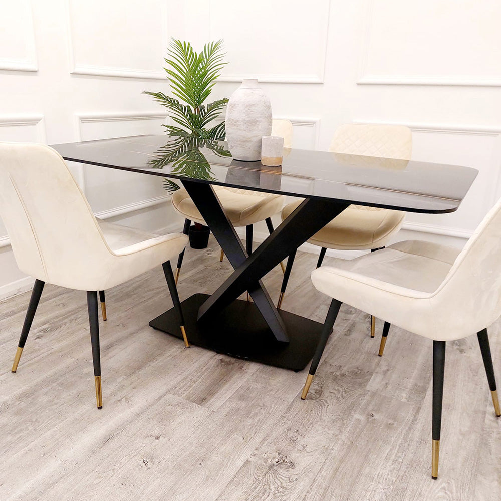 Apollo 1.6m Black Dining Table with Black Sintered Stone