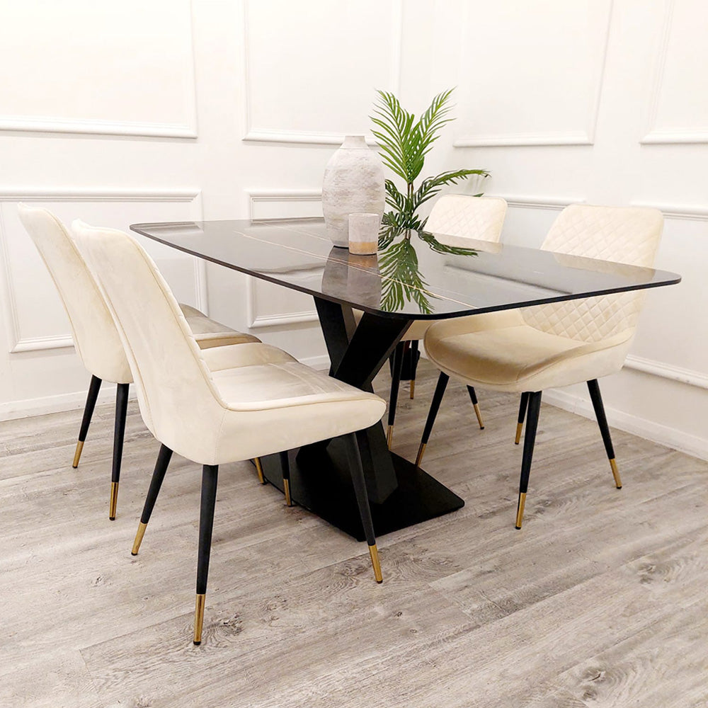 Apollo 1.6m Black Dining Table with Black Sintered Stone