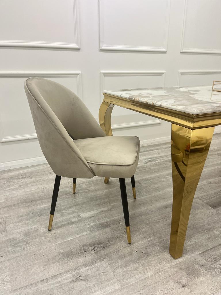 ASTRA LEATHER CHAIR – HIGH QUALITY BLACK LEGS WITH GOLD TIPS