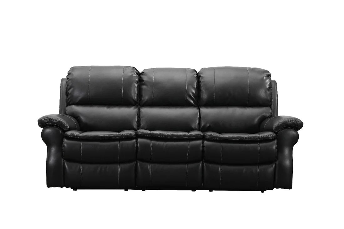 Abbey Reclining Sofas In Bonded Black Real Leather