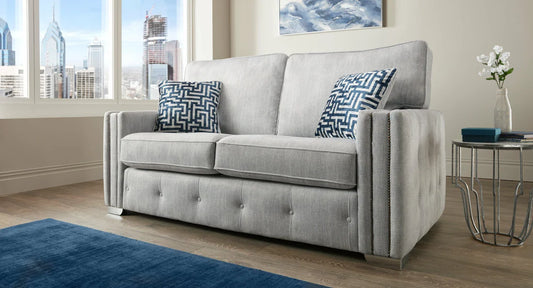 Alma Handmade Grey Premium Ribbed Fabric Sofa Couches For Elderly People